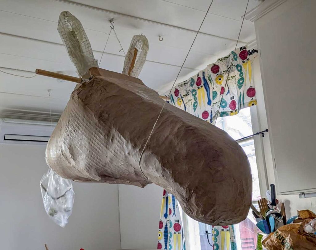 En modell av ett älghuvud som Björn Lindsten gjort.